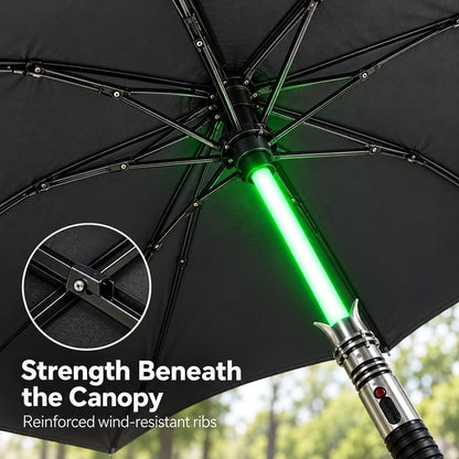 ☔ Lightsaber Style Light Up Umbrella | 6 Color Modes, Large Waterproof Canopy