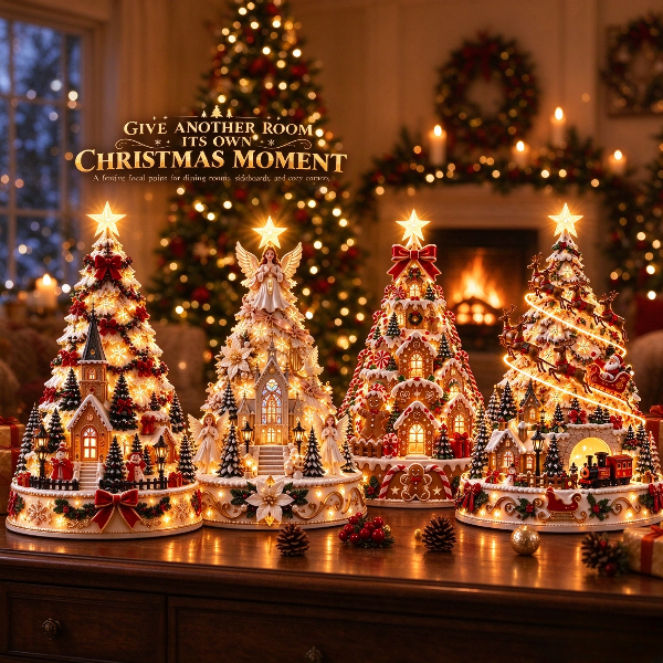 🔥 LAST DAY 49% OFF⭐🎄 Christmas Village Tree Tabletop Decor With Projector