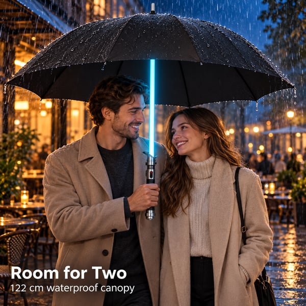 ☔ Lightsaber Style Light Up Umbrella | 6 Color Modes, Large Waterproof Canopy