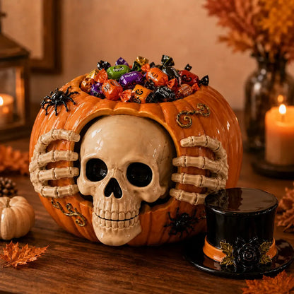 Skull Pumpkin Candy Jar – Spooky-Cute Halloween Magic 🎃💀🍬