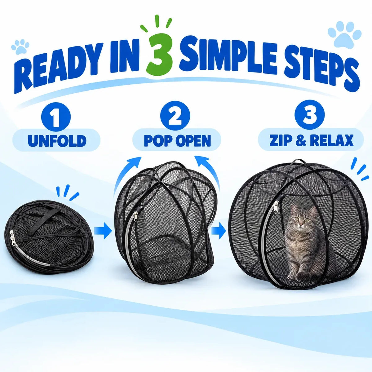🐱 Pop‑Up Mesh Cat Playpen – Portable Indoor & Outdoor Enclosure