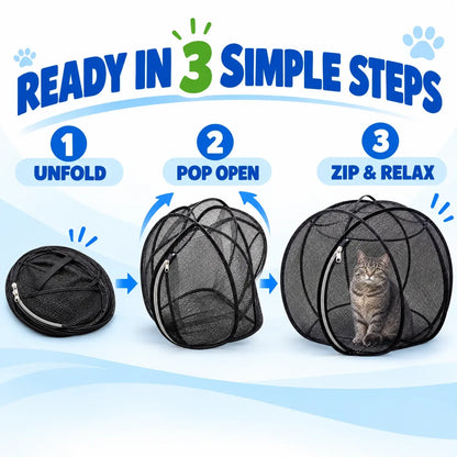 🐱 Pop‑Up Mesh Cat Playpen – Portable Indoor & Outdoor Enclosure